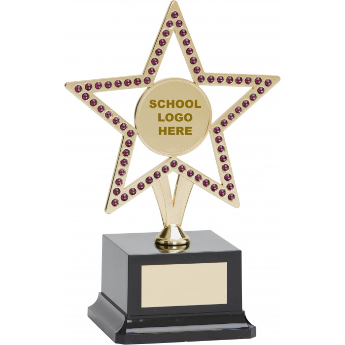  10'' GOLD METAL STAR WITH PURPLE GEMSTONES - CHOICE OF SPORTS CENTRE 